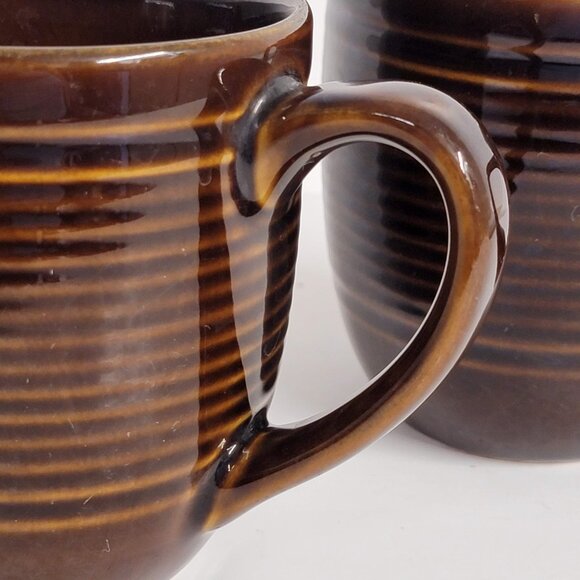 Oneida Infinity Chocolate Coffee Mug Tea Mug Set 2 Brown Glazed Beehive Pattern - Picture 4 of 8